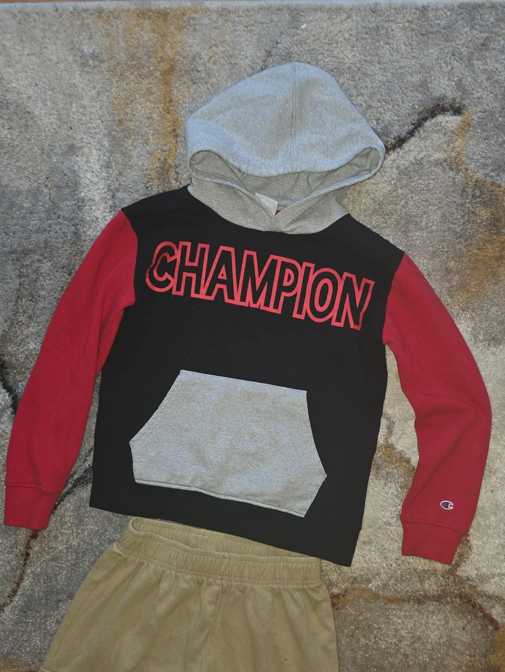 Sweatsuit Chamoion Kangaroo Hoodie Reebock Cargo Bottoms W  tiniest Front Logo